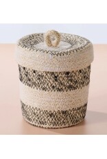 Ten Thousand Villages Dorakata Stitched Jute Basket with Lid