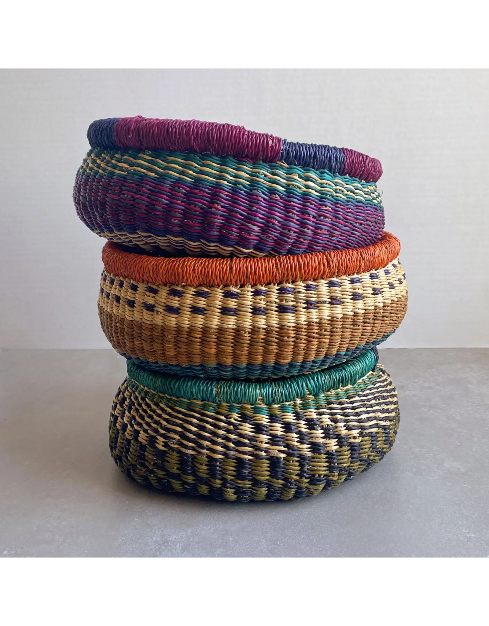Round Bolga Basket - Assorted Colors