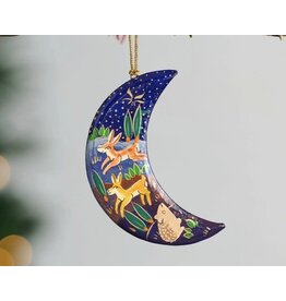 Trade roots Painted Moon Paper Mache Ornament
