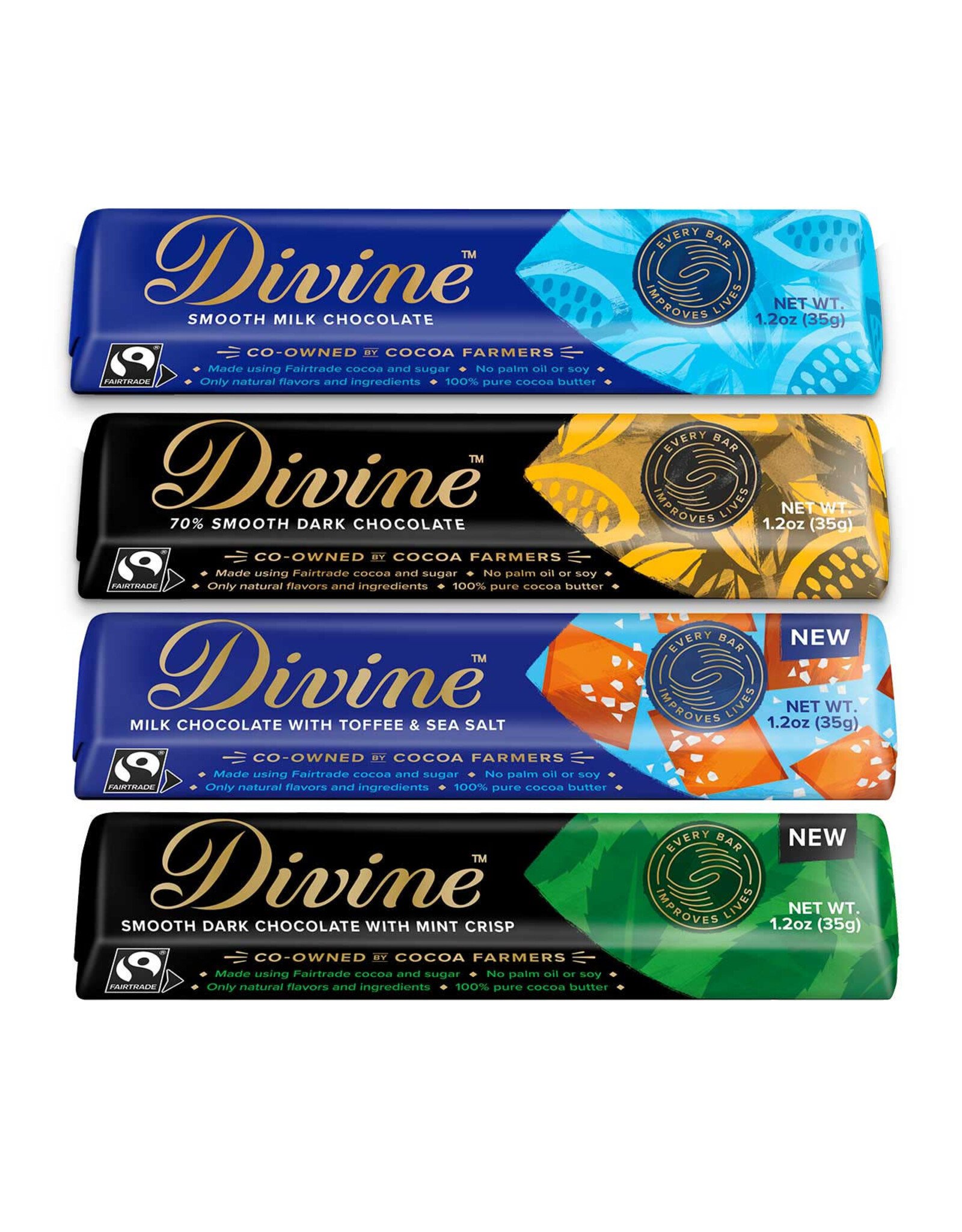 Divine Chocolate Bar Sampler Set, SMALL Bars