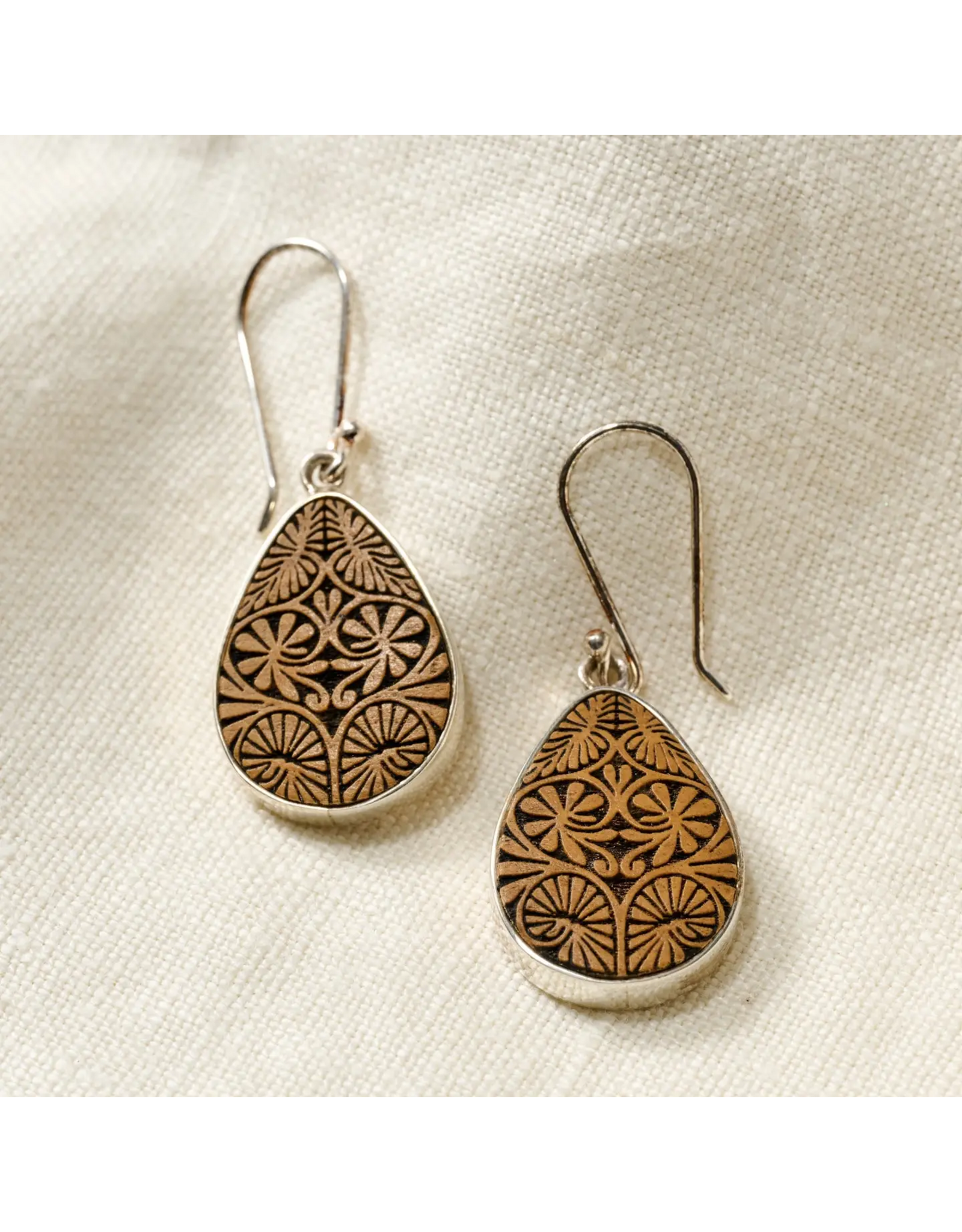 Carved Gourd Teardrop Earrings, Peru