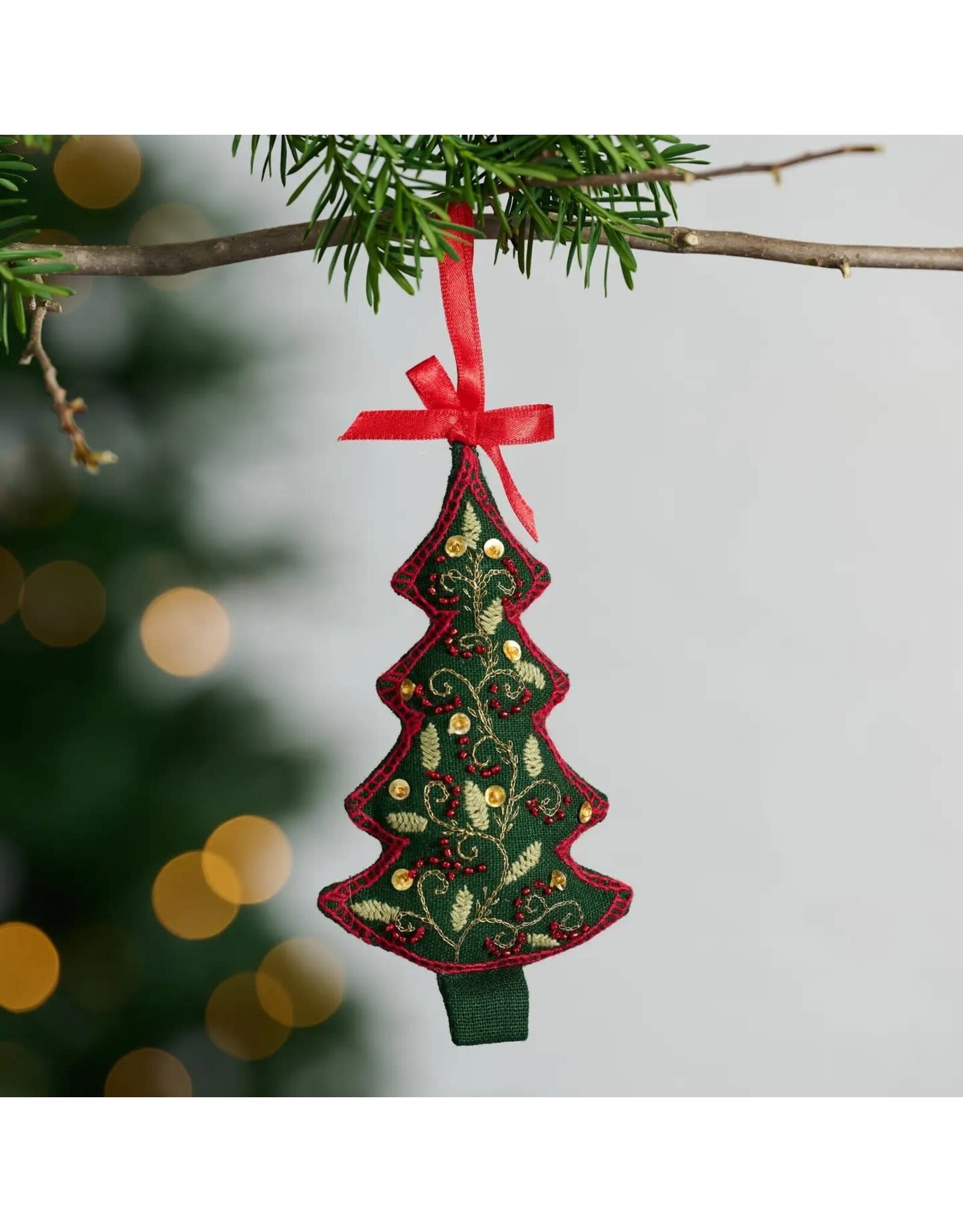 Adorned Christmas Tree Embroidered Ornament