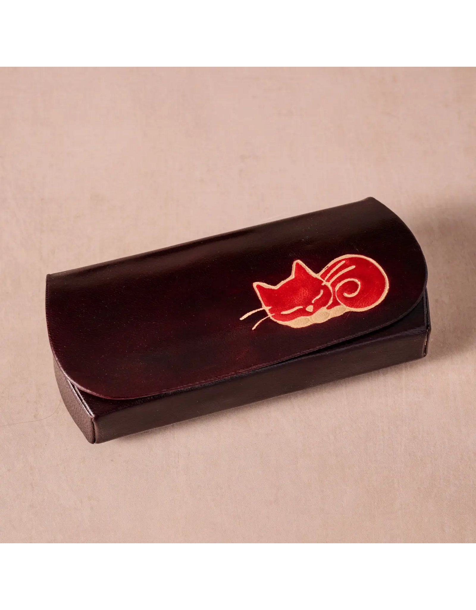Cat Leather Eyeglass Case