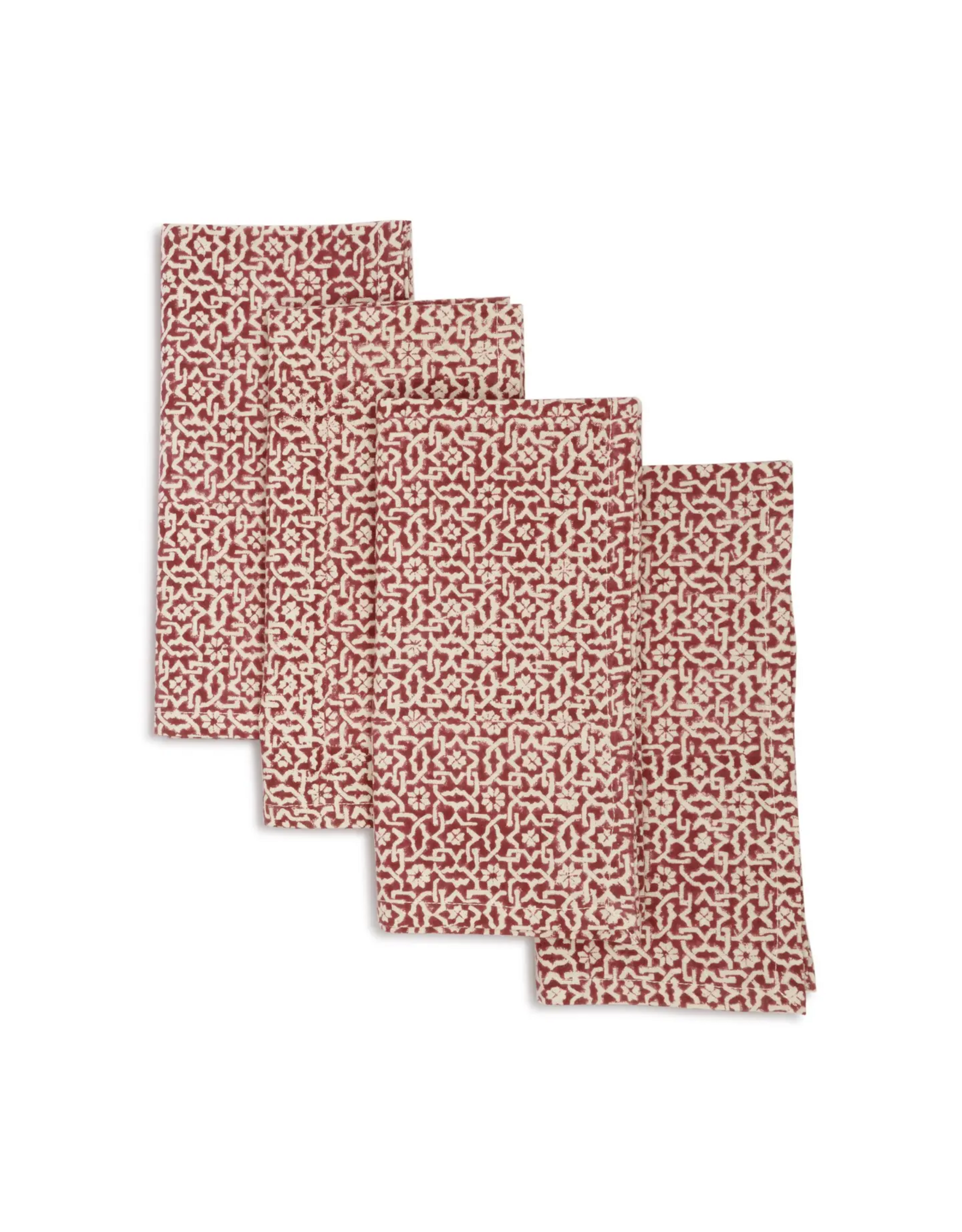 Cotton Napkins | Hand Block Printed | Crimson Valley | Set of 4, India