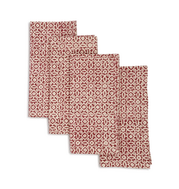 Cotton Napkins | Hand Block Printed | Crimson Valley | Set of 4, India
