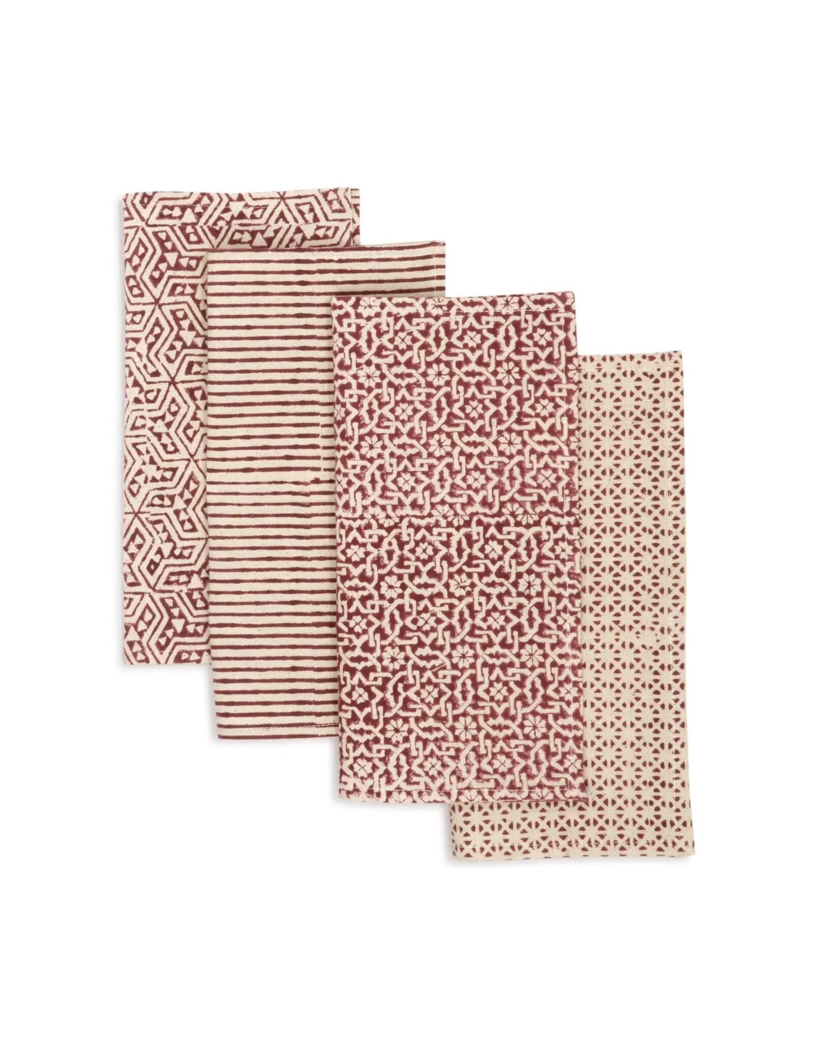 Cotton Napkins | Hand Block Printed | Garnet| Set of 4