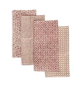 Cotton Napkins | Hand Block Printed | Garnet| Set of 4