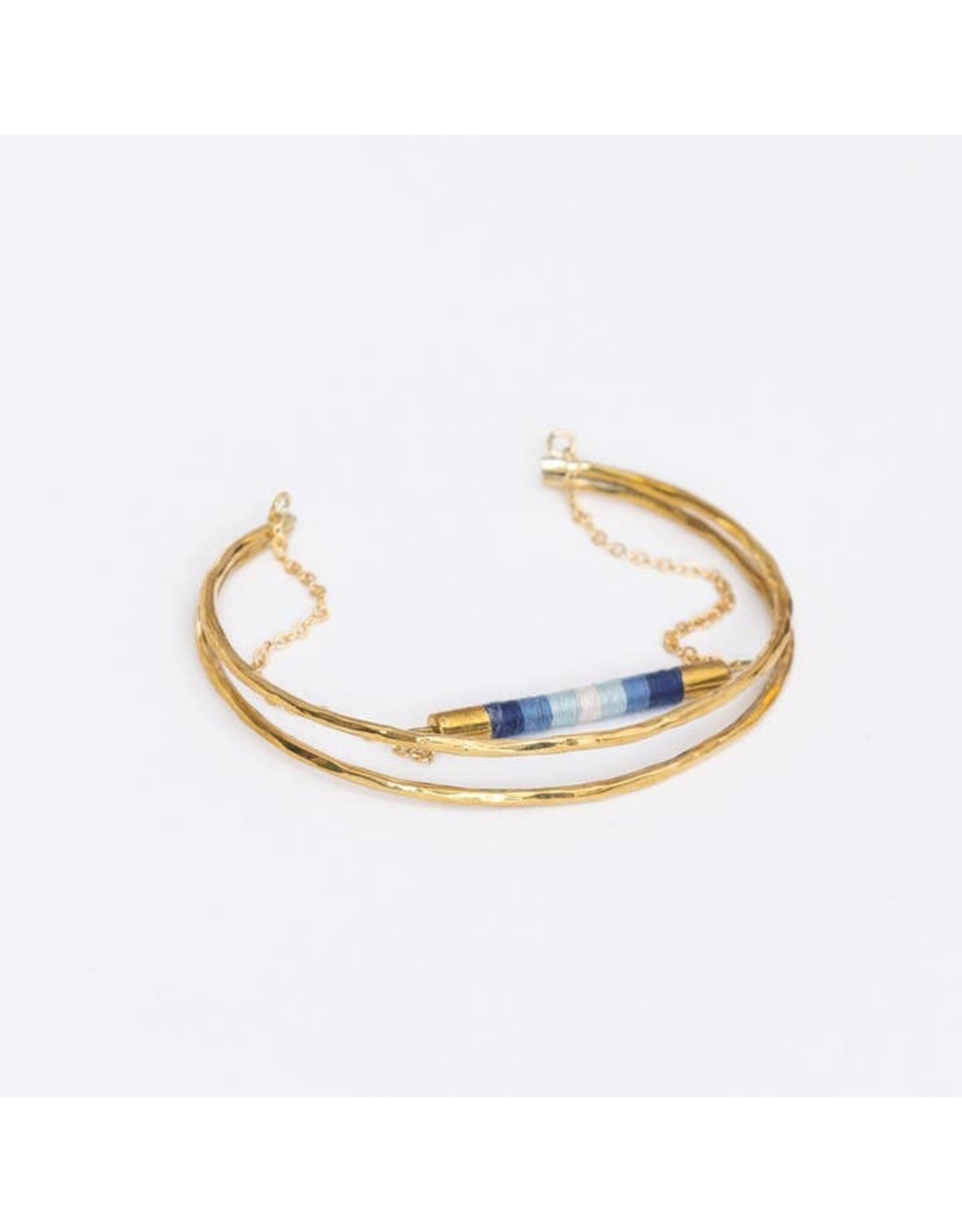Double threaded bracelet, blue- kenya