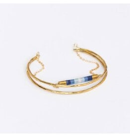 Double threaded bracelet, blue- kenya