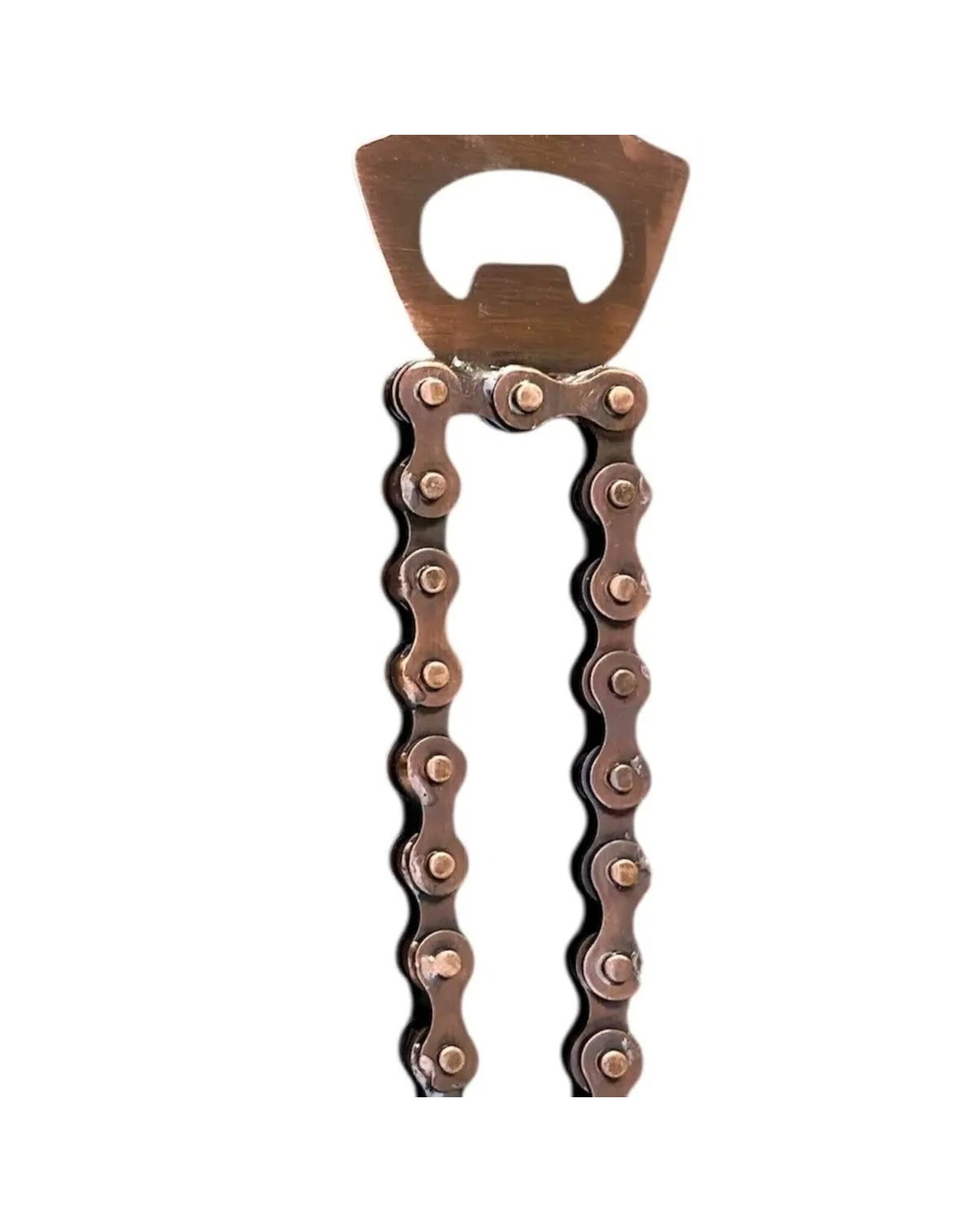 Bike Chain Bottle Opener, Chrome or Brass Color