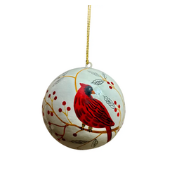 Cardinal Bird Ornament Paper Mache, India