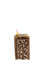 Hand Carved Wood Pen Holder, India