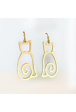 Sleek Cat Earring, India, Silver Color