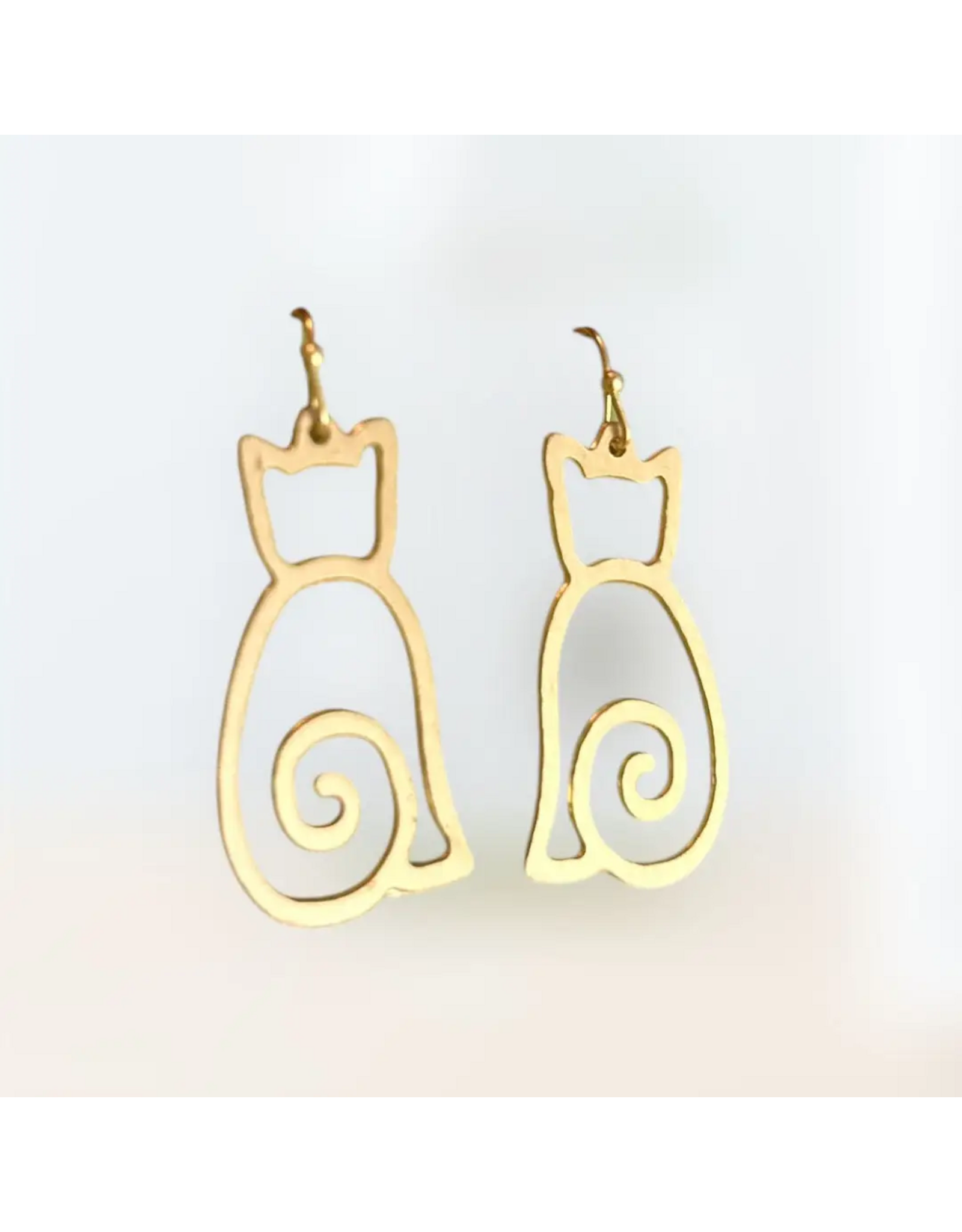 Sleek Cat Earring, India, Silver Color
