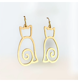 Sleek Cat Earring, India, Silver Color
