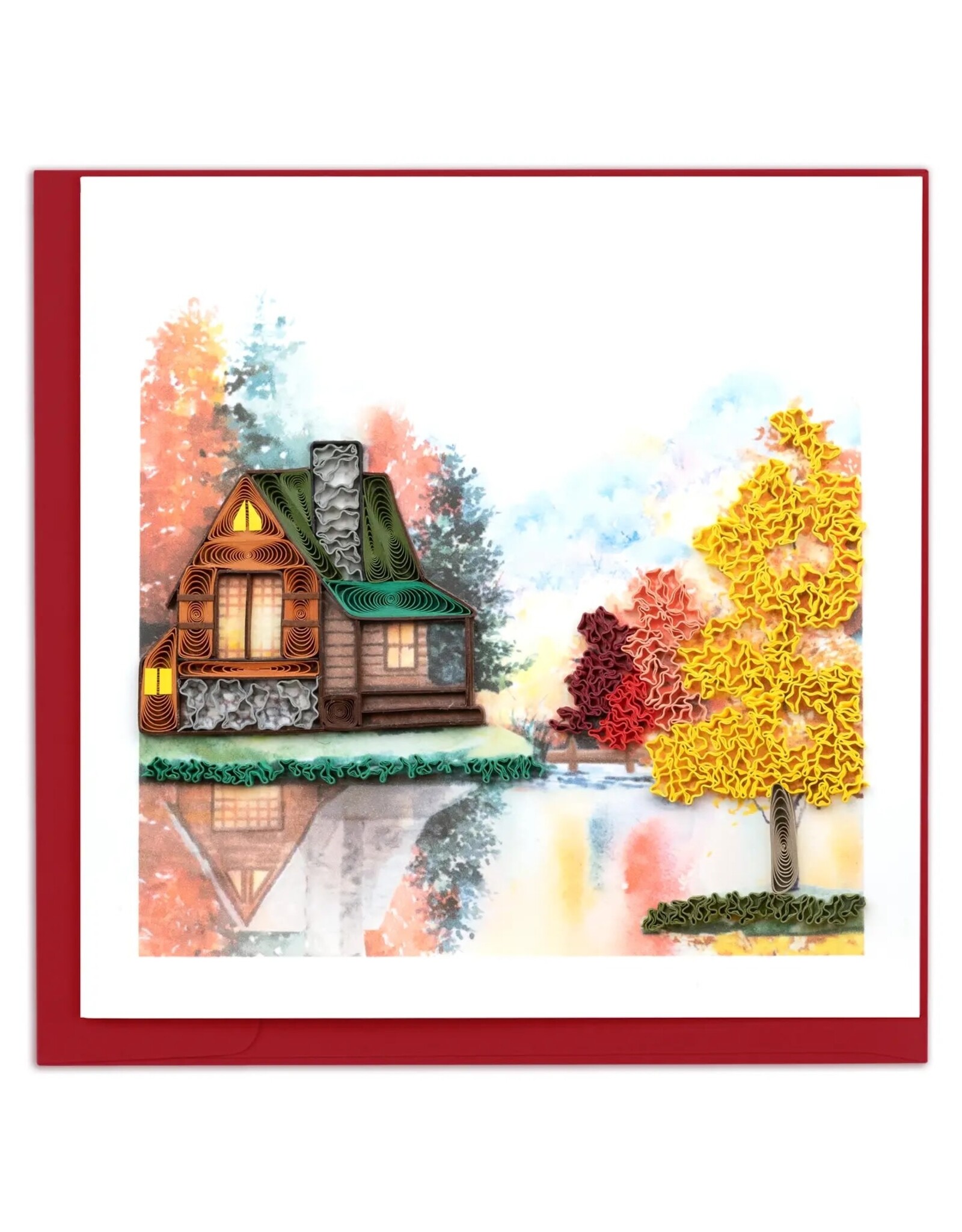 Trade roots Quilled Cozy Autumn Cabin Greeting Card, Vietnam