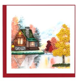 Trade roots Quilled Cozy Autumn Cabin Greeting Card, Vietnam