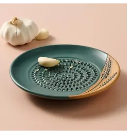 Ceramic Olive Oil Dish w/ Garlic Grater, Nepal