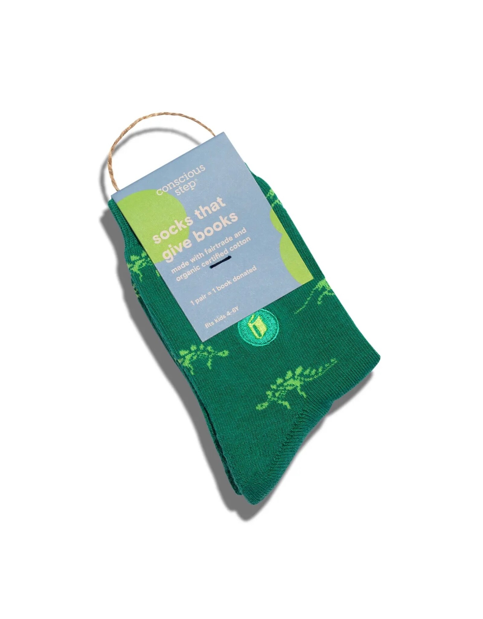 Kids Socks That Give Books (Green Dinosaurs)