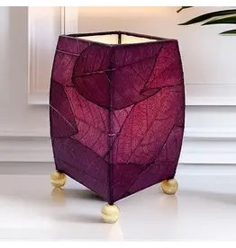 Mini Square Cocoa Leaf Lamp Purple, Cocoa Leaves On Shade