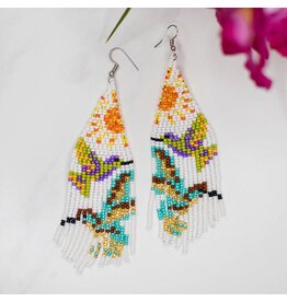Sunrise Hummingbird in Flight Fringe Earrings,Guatemala