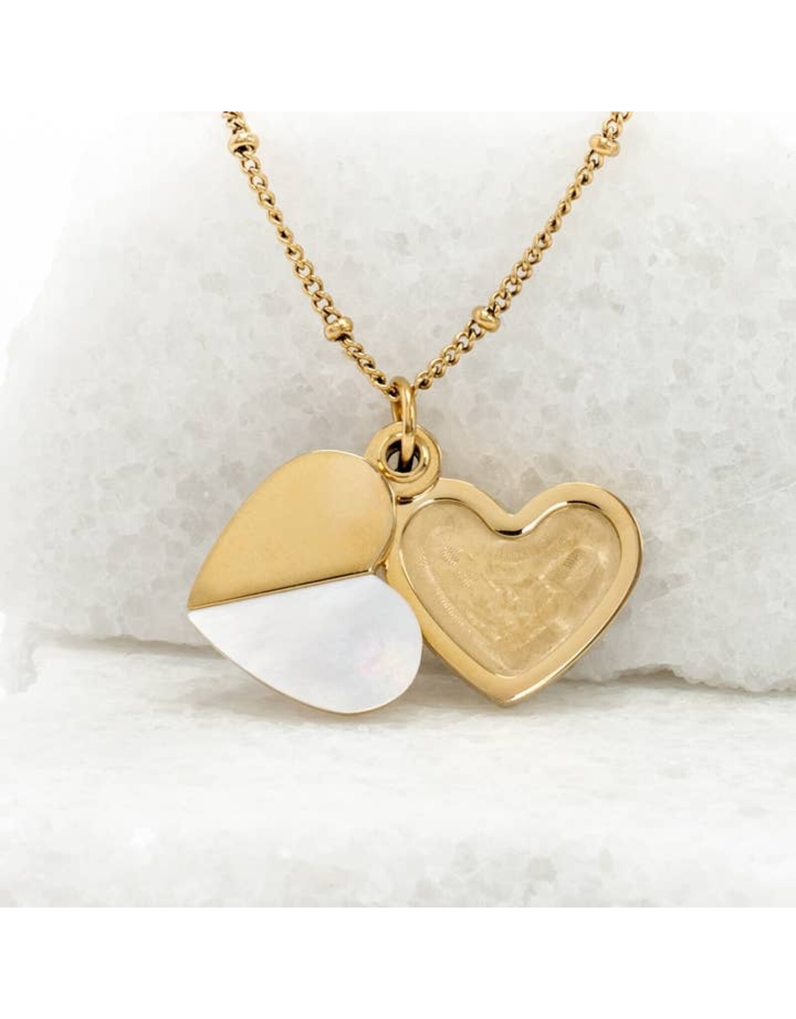 Give Hope Locket, Gold plated, Mother of Pearl
