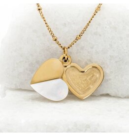 Give Hope Locket, Gold plated, Mother of Pearl