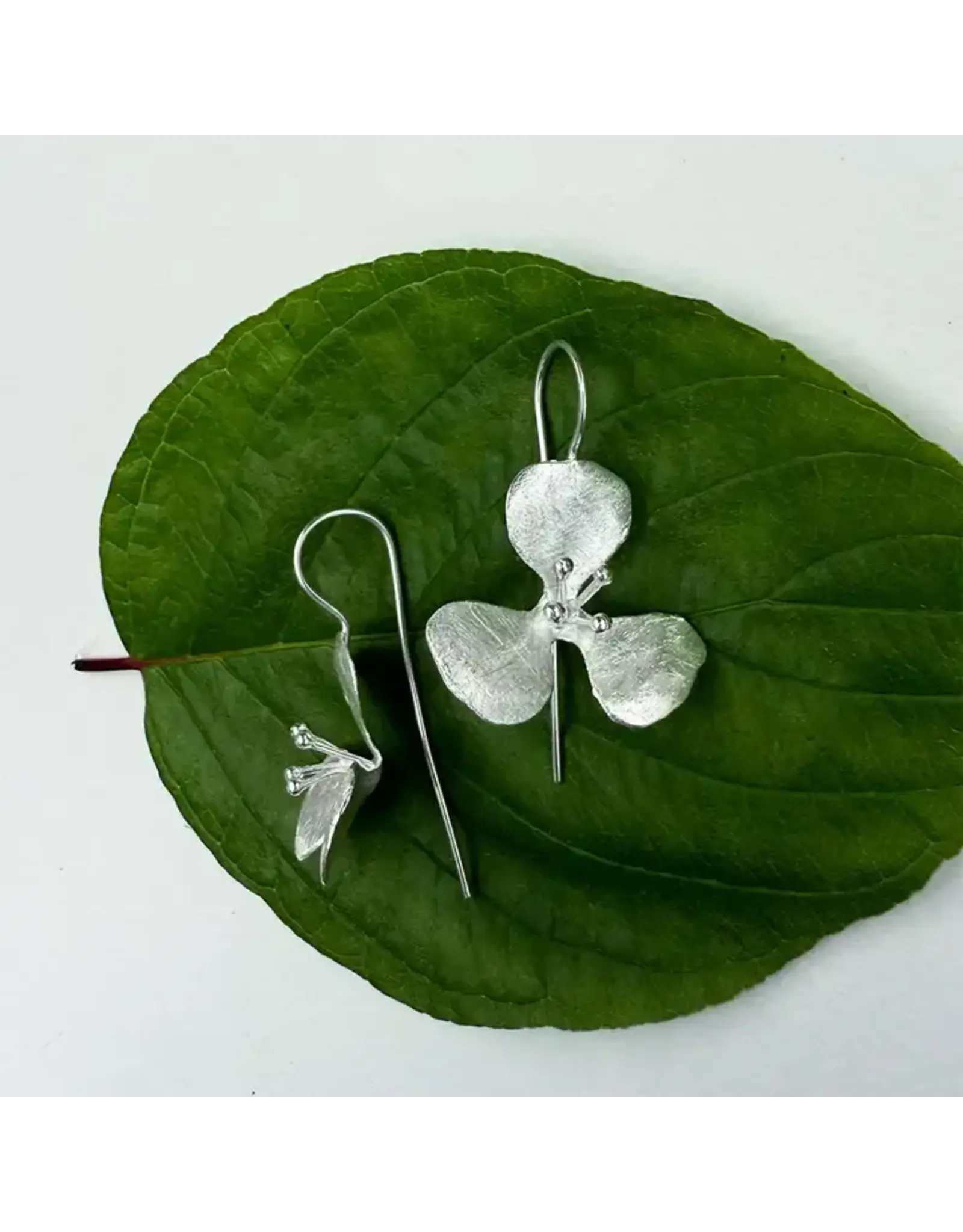 Exquisite Flower Dangle Earrings - Sterling Silver, Indonesia