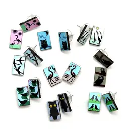 Mid Century Modern Bird Stud Earrings, Guatemala