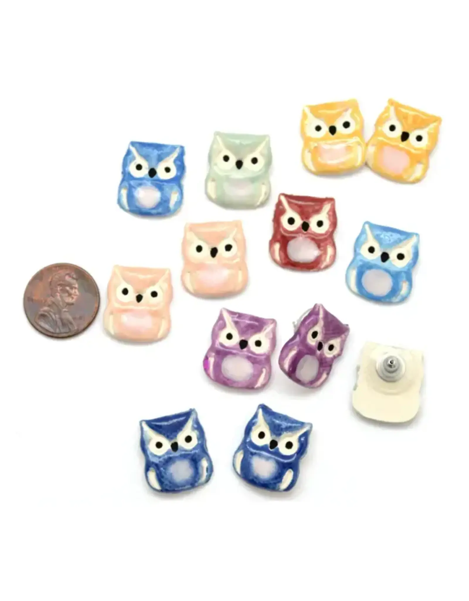 Ceramic Owl Stud Earrings, Guatemala