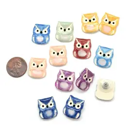 Ceramic Owl Stud Earrings, Guatemala