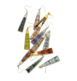 Western Style Glass Bead Triangle Earrings | Fall Colors, Guatemala