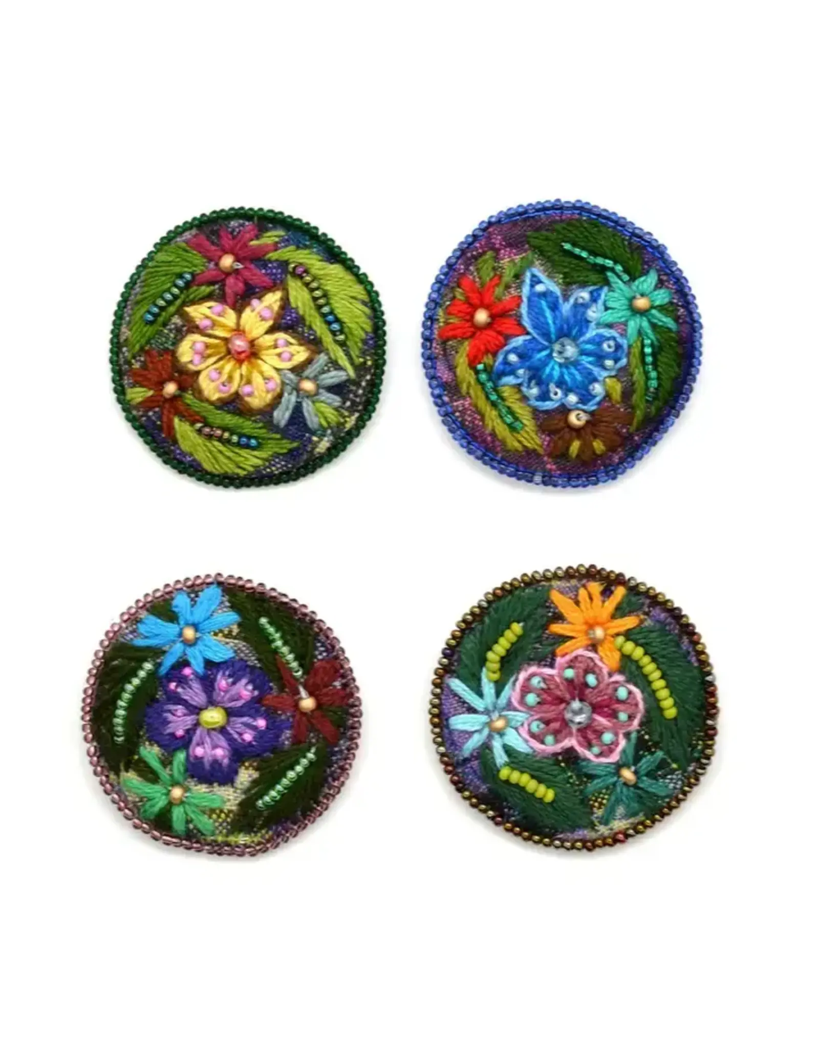 Embroidered Flowers Pins / Brooches, Guatemala