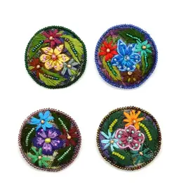 Embroidered Flowers Pins / Brooches, Guatemala