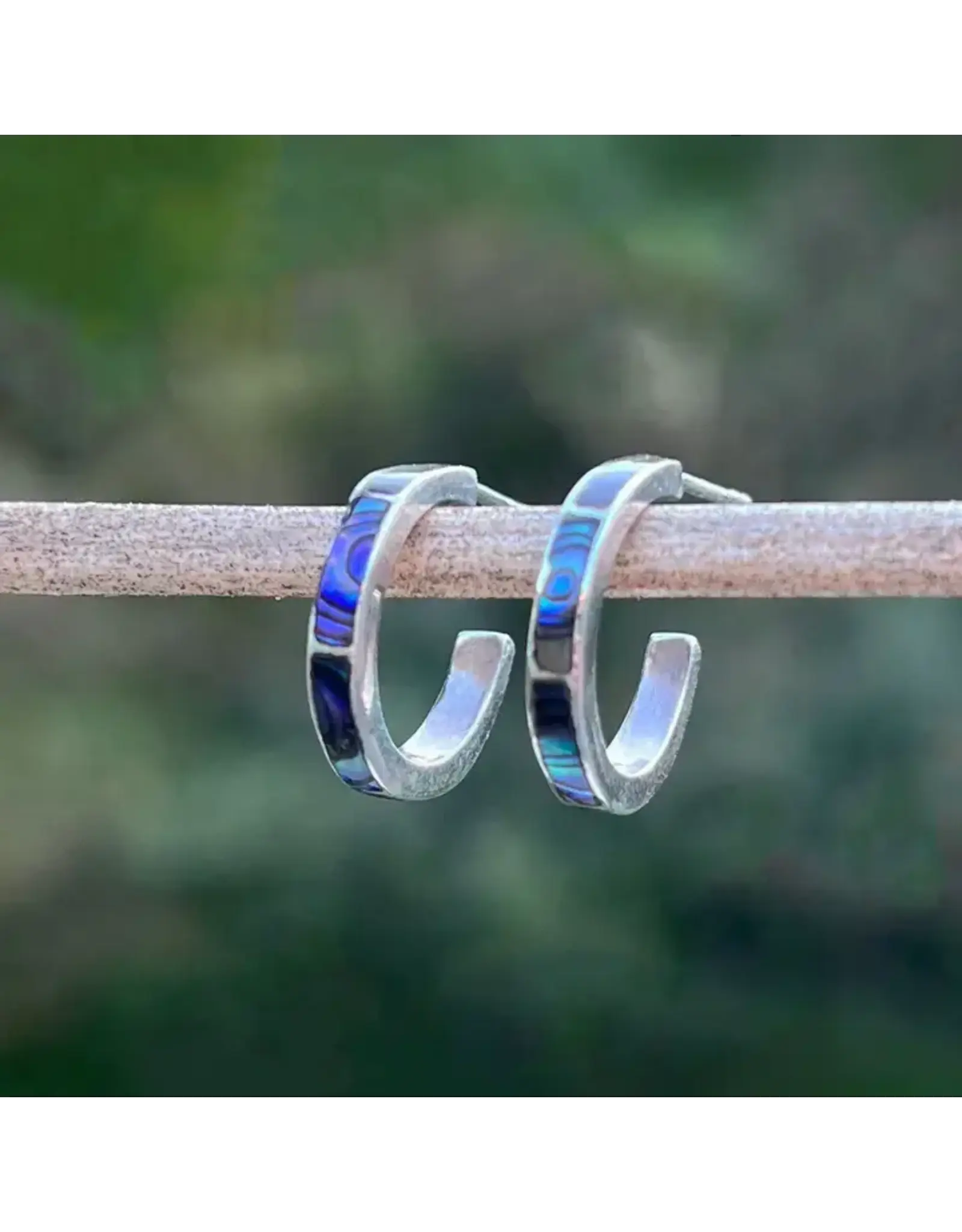 Abalone Inlay Huggies - Sterling Silver, Indonesia