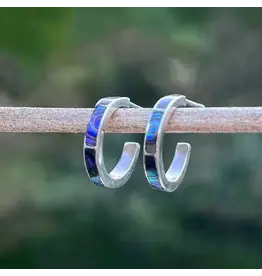 Abalone Inlay Huggies - Sterling Silver, Indonesia