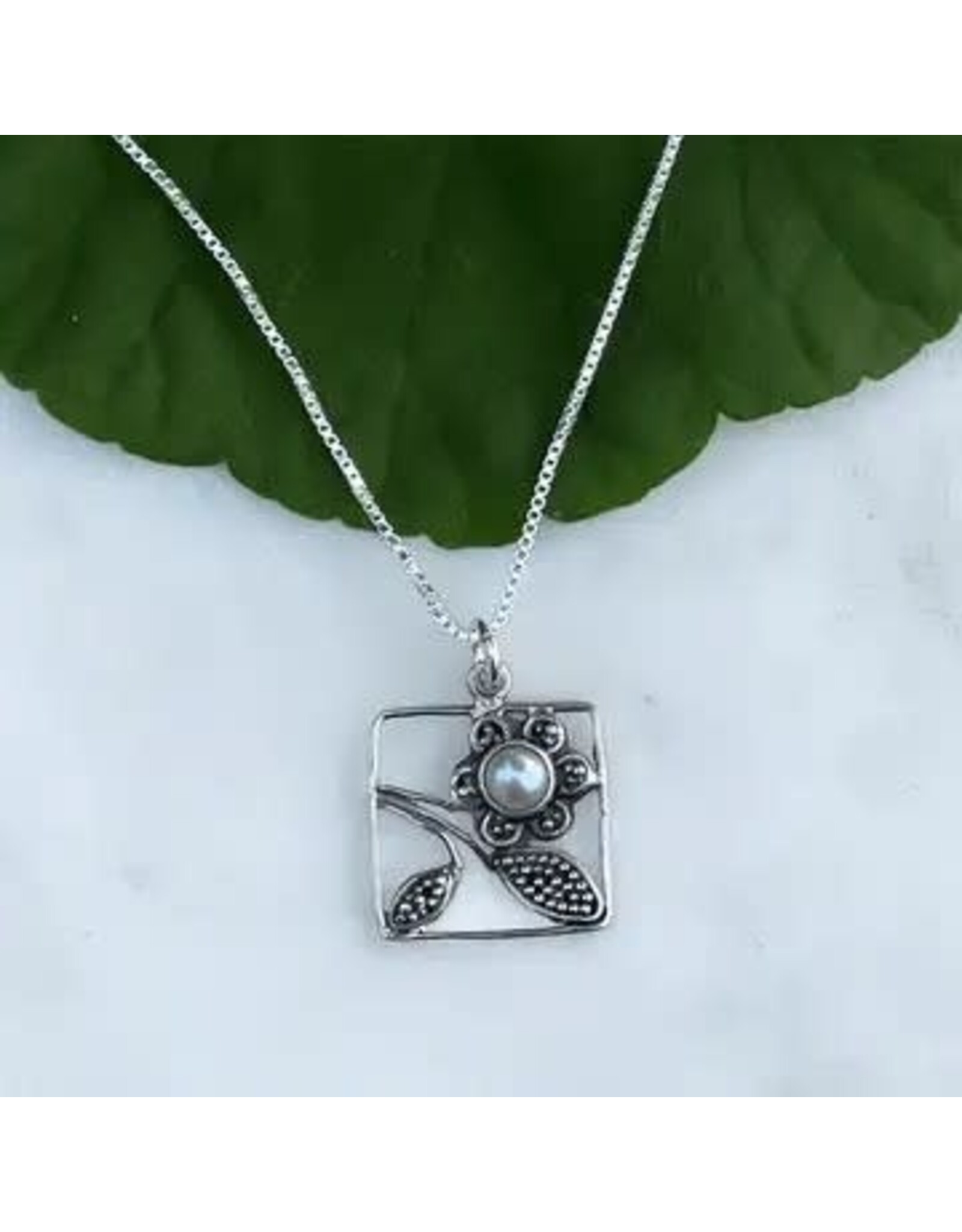Flower Box Pearl Necklace - Sterling Silver, Indonesia