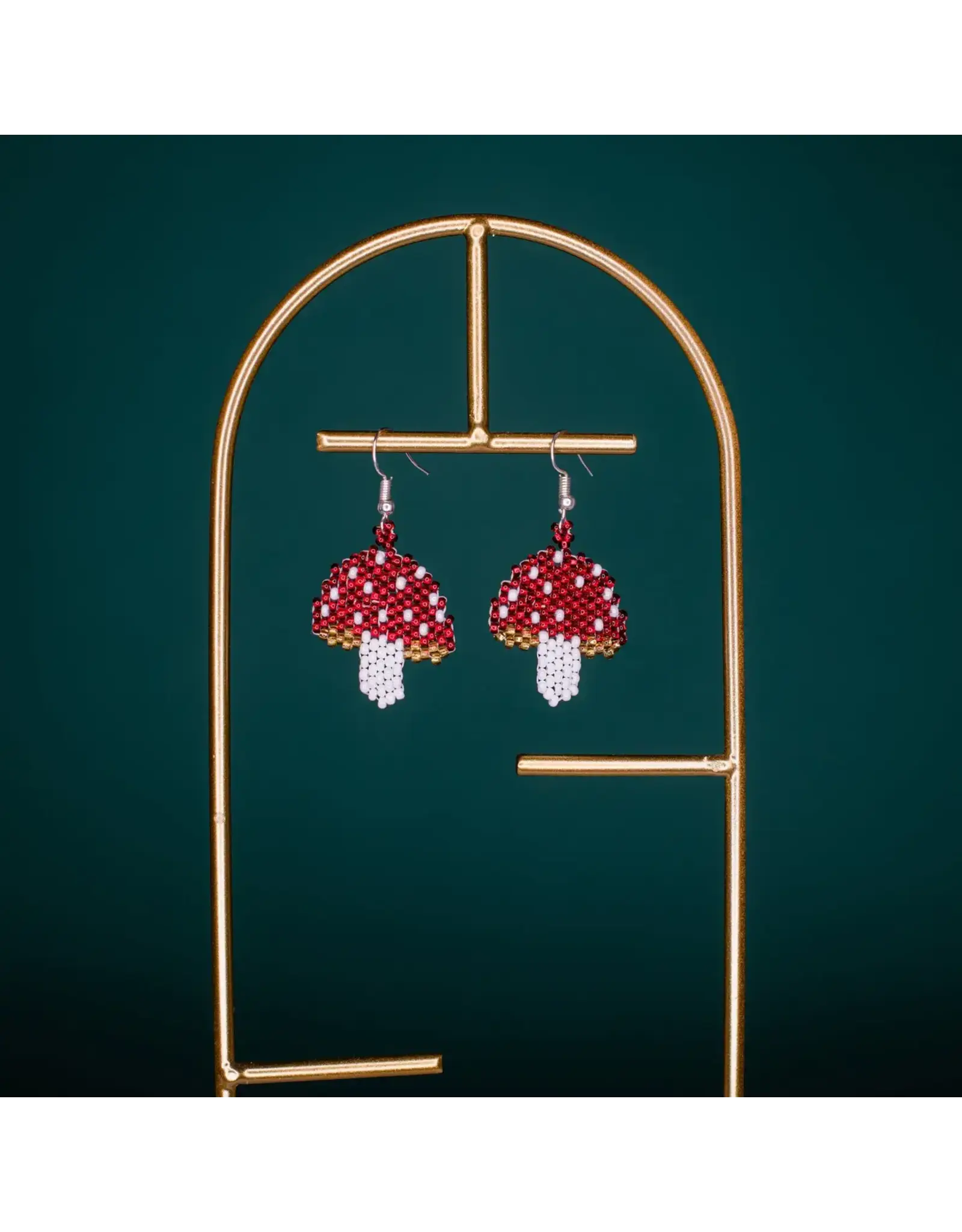 Magic Mushroom Beaded Earrings