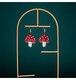 Magic Mushroom Beaded Earrings