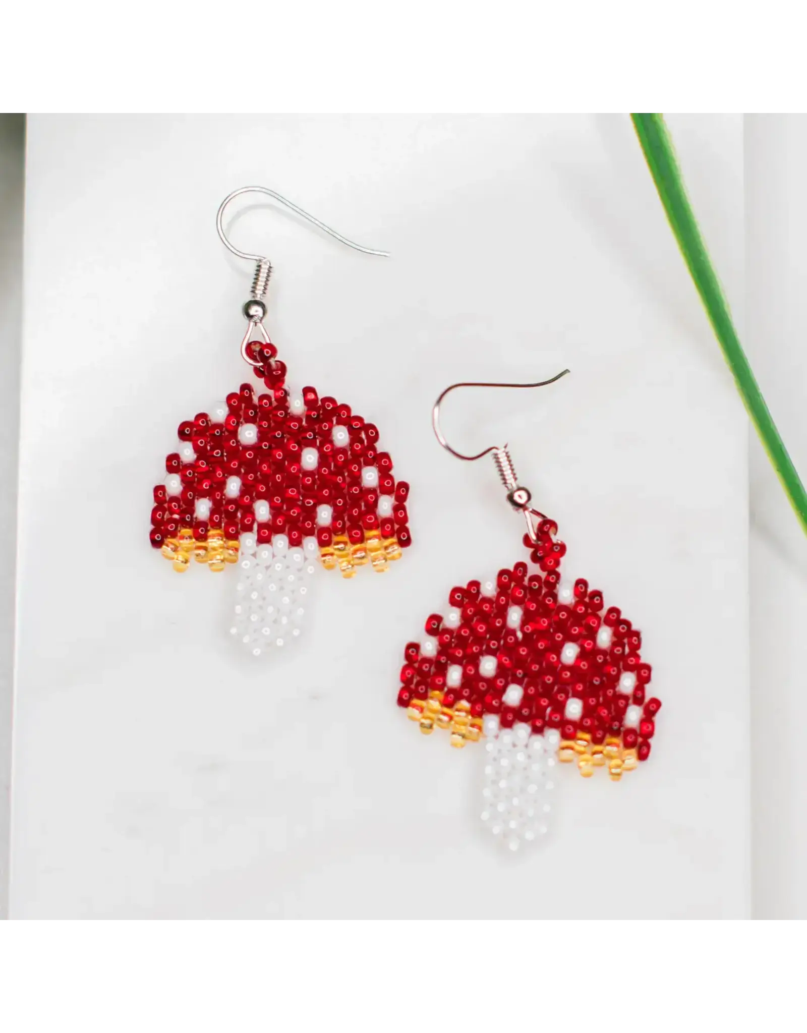 Magic Mushroom Beaded Earrings