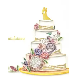 Quilled Floral Wedding Cake Greeting Card