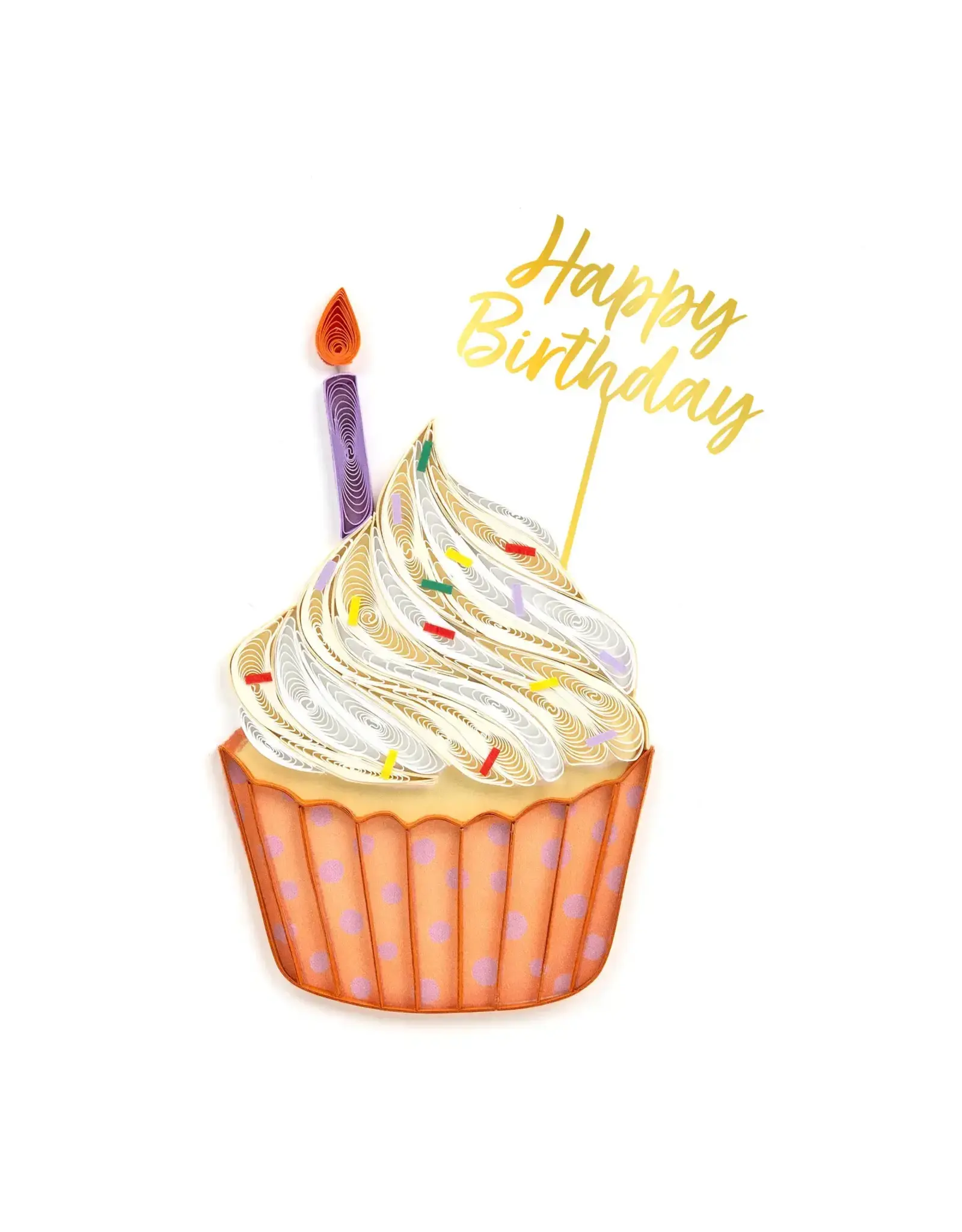 Polka Dot Cupcake Quill Card