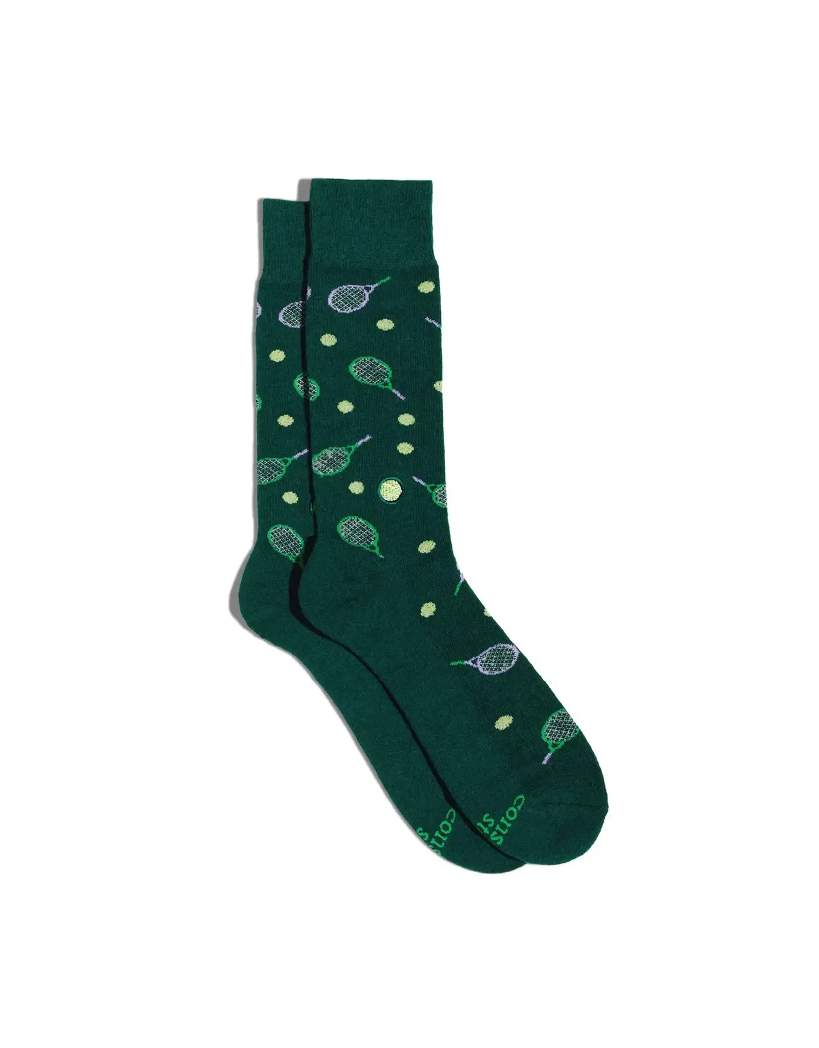 Socks That Support Youth Sports (Green Tennis Rackets)