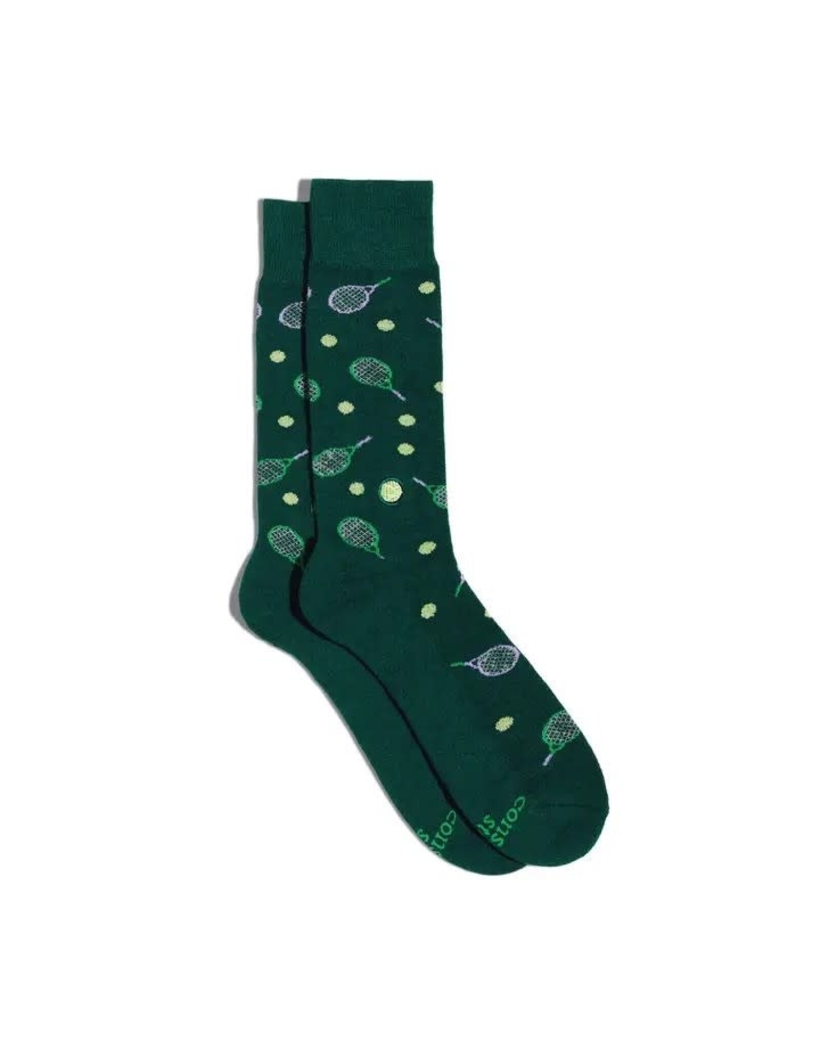 Socks That Support Youth Sports (Green Tennis Rackets)