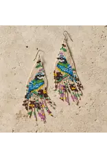 Beaded Bird Fringe Earrings