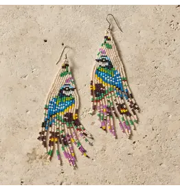 Beaded Bird Fringe Earrings