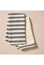 Multi-Striped Cream Black Tea Towel Set
