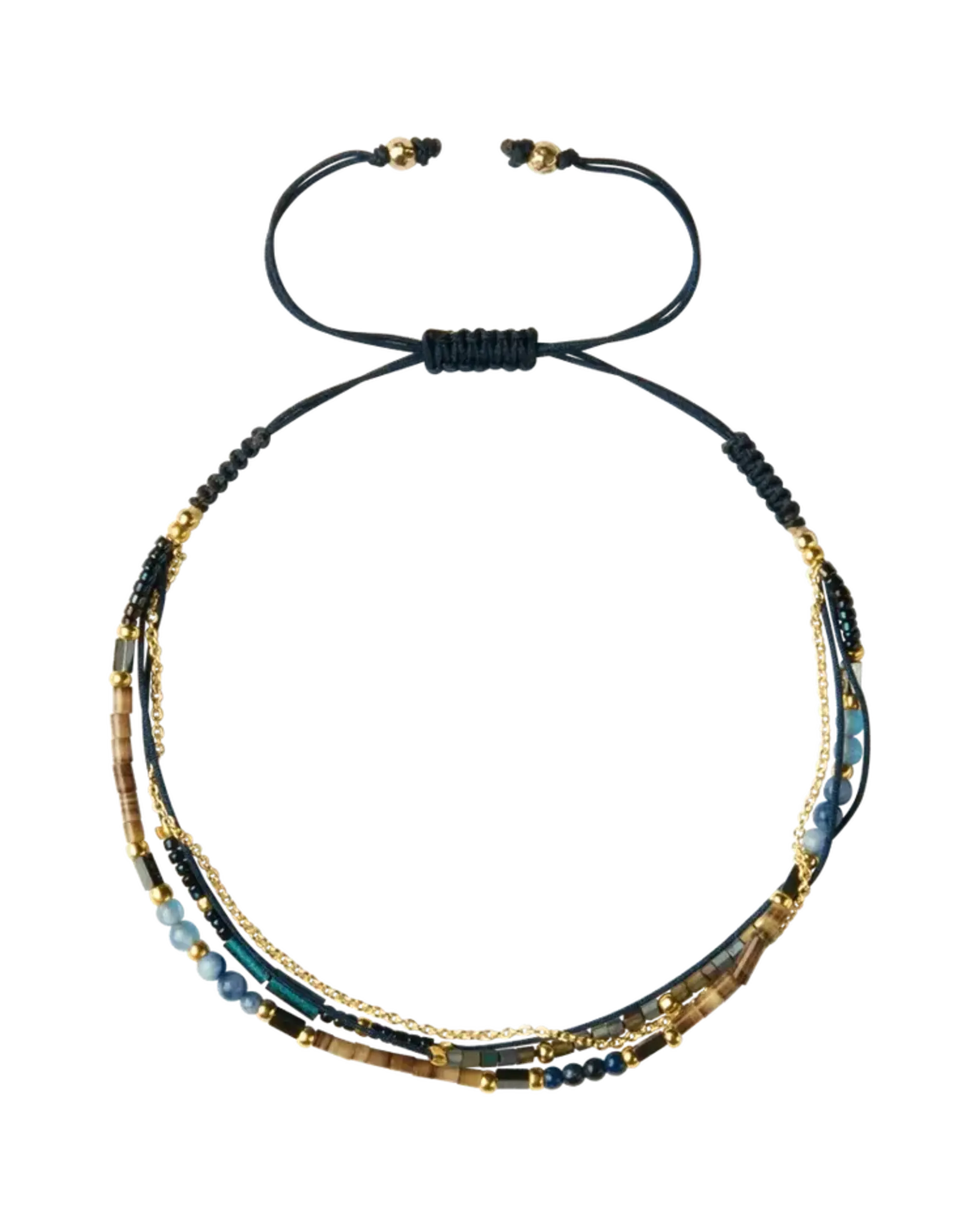 Tali Multistrand Beaded Sliding Knot Bracelet - Indigo, Thailand