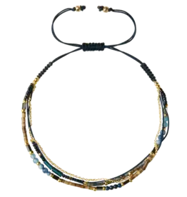 Tali Multistrand Beaded Sliding Knot Bracelet - Indigo, Thailand