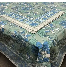 Wild Sage Hand Block Printed Tablecloth, Various Sizes